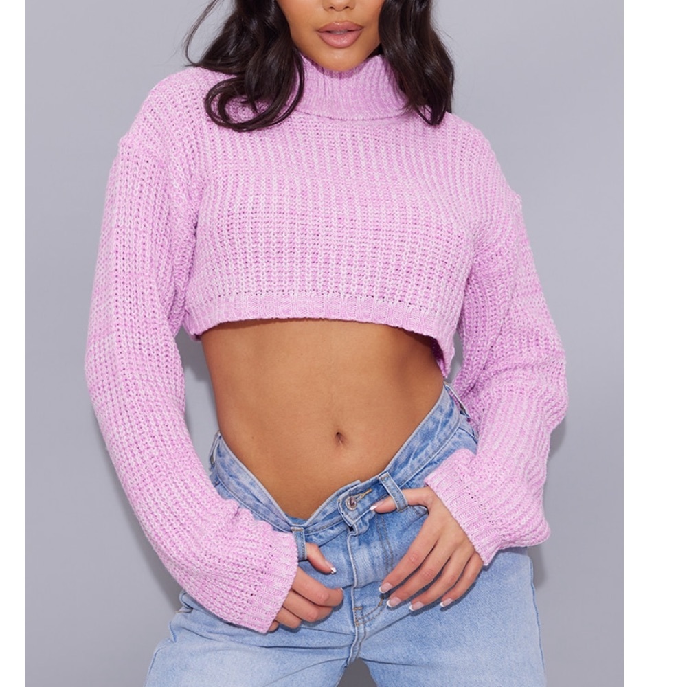 Pink Marl Roll Neck Sweater